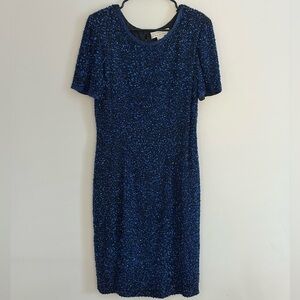 Niteline Sparkling Navy Long Sleeve Dress